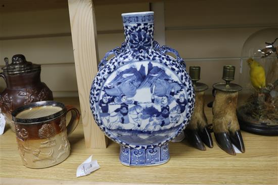 A Chinese blue and white moon flask, height 27cm
